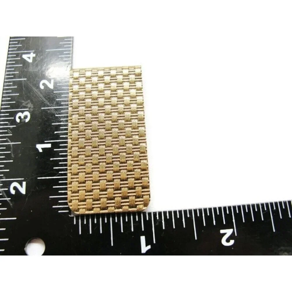Gold Tone Weave Pattern Money Clip Stainless Steel Wallet Credit Card Cash ID